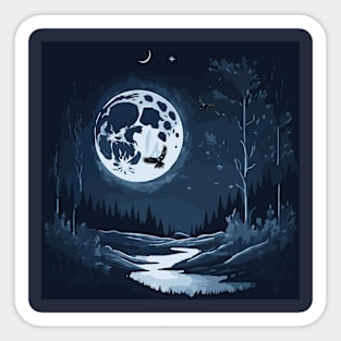 Beauty of night and moon Sticker